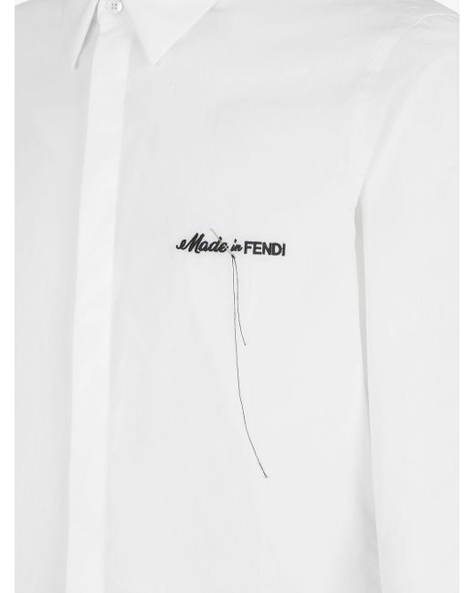 Fendi White Camicia In Cotone for men