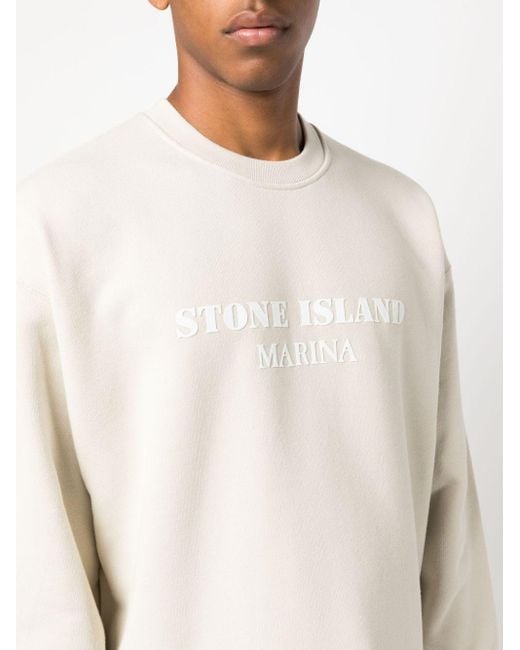 Stone Island White Logo-print Sweatshirt for men