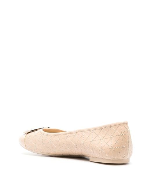 Tory Burch Natural Claire Quilted Leather Ballerinas