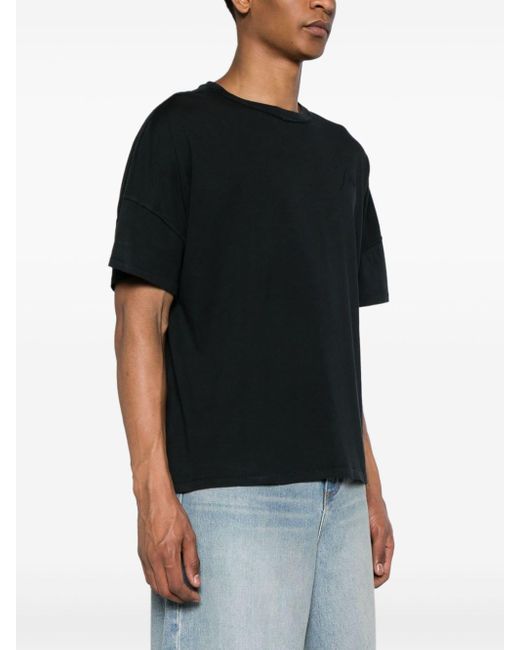 Rhude Black Logo-embroidered Cotton T-shirt for men