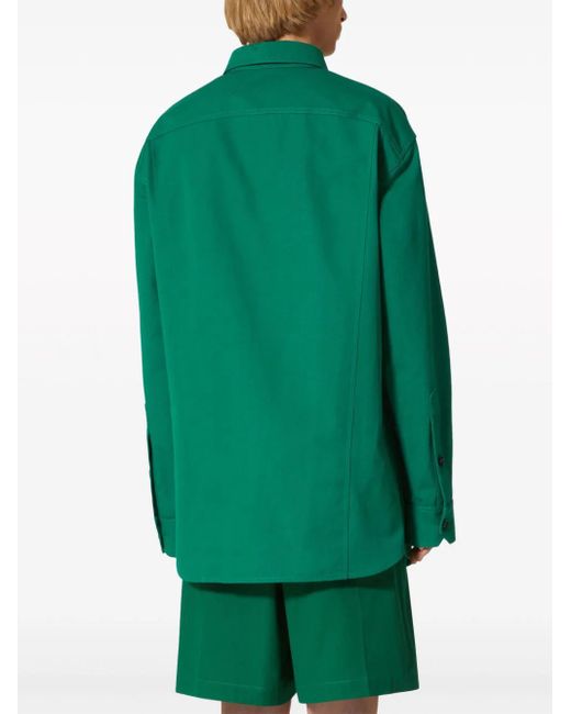 Giacca camicia con v detail gommata di Valentino Garavani in Green da Uomo