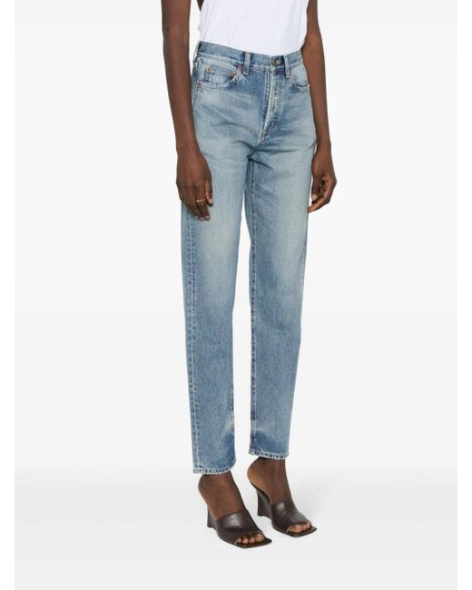 Saint Laurent Blue Distressed High-Waisted Jeans