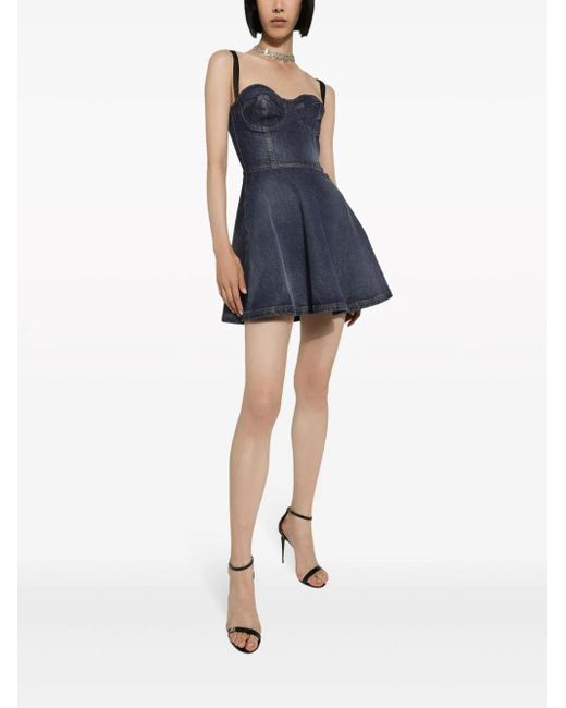 Dolce & Gabbana Blue Short Denim Corset Dress