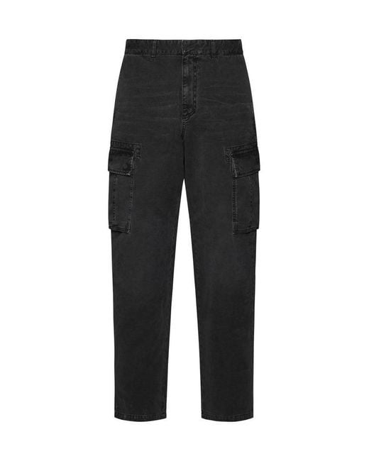 Givenchy Black Pantaloni In Denim Cargo for men