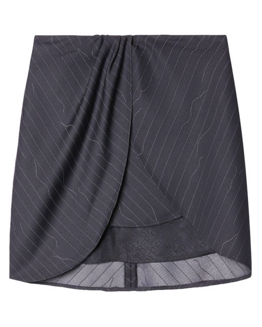 Off-White c/o Virgil Abloh Gray Off- Draped Pinstripe Mini Skirt