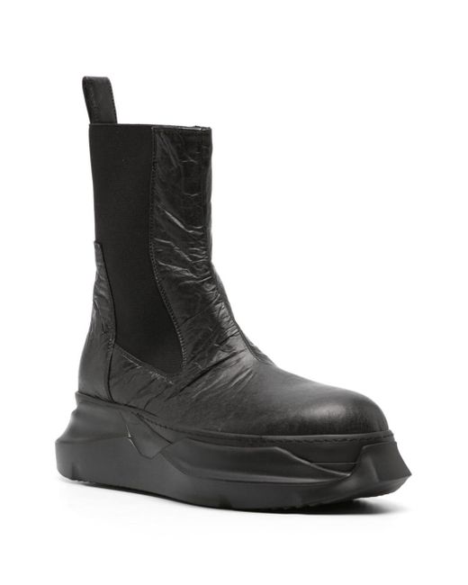 Rick Owens Black Beatle Abstract Crinkled-leather Boots for men