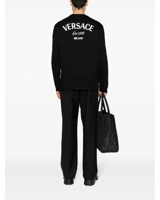 T-shirt con ricamo di Versace in Black da Uomo