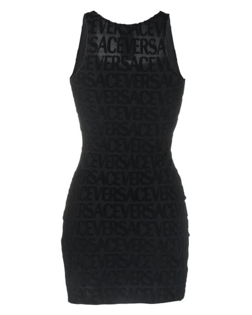 Versace Abito Copricostume In Spugna Allover in Black | Lyst UK