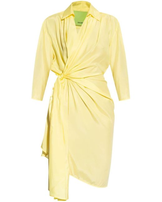 GAUGE81 Yellow Miya Silk Midi Dress