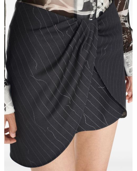 Off-White c/o Virgil Abloh Gray Off- Draped Pinstripe Mini Skirt