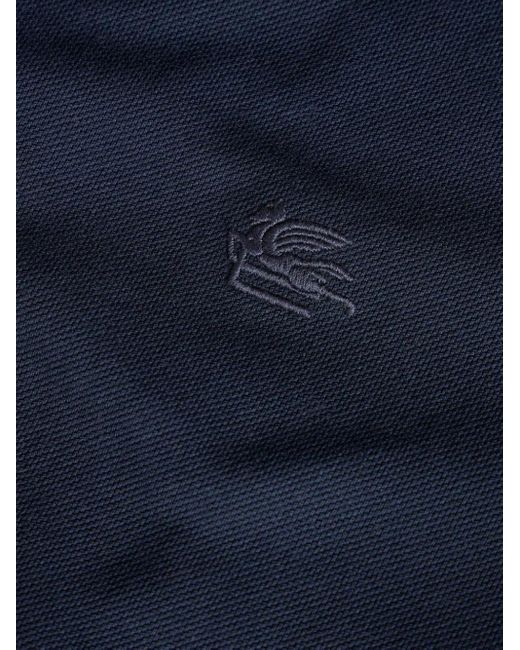 Etro Blue Polo Shirt With Pegasus Embroidery for men