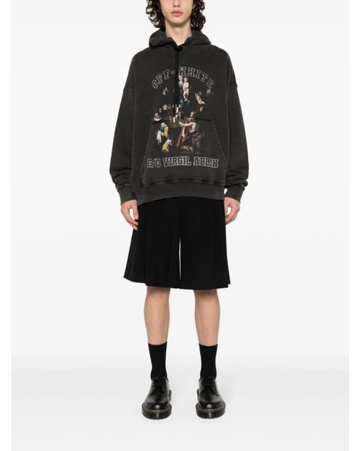 Off-White c/o Virgil Abloh Black Off- Graphic-Print Cotton Hoodie for men