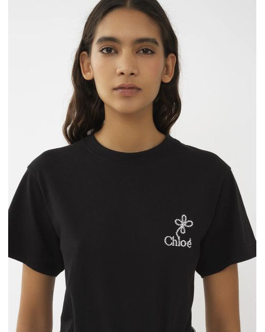 Chloé Black T-shirt Ricamata