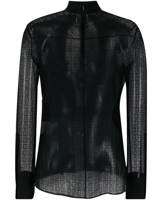 Givenchy Black 4G-Pattern Silk Blouse