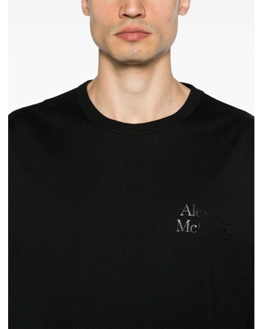 Alexander McQueen Black T-shirt Con Logo Oversize for men