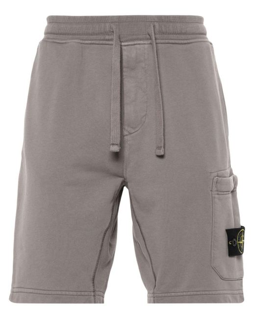 Stone Island Gray Compass-badge Jersey Shorts for men