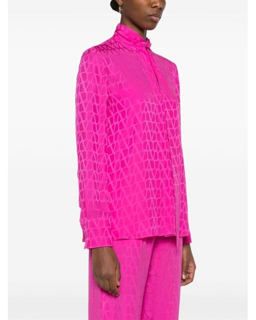 Valentino Garavani Pink Toile Iconographe-jacquard Silk Blouse
