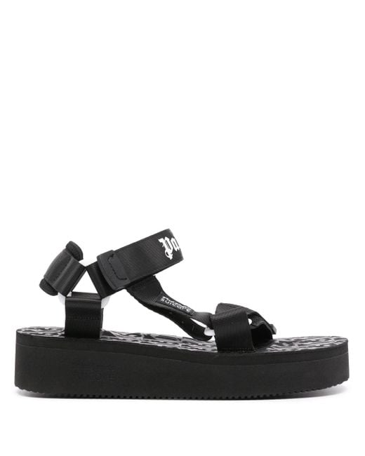 Scarpe con cinturino platform nero/bianco di Palm Angels in Black