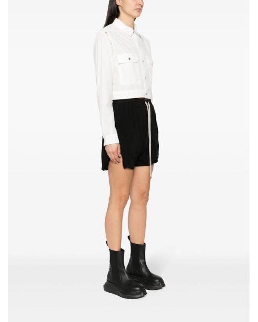 Rick Owens White Cut-out Cropped Shirt