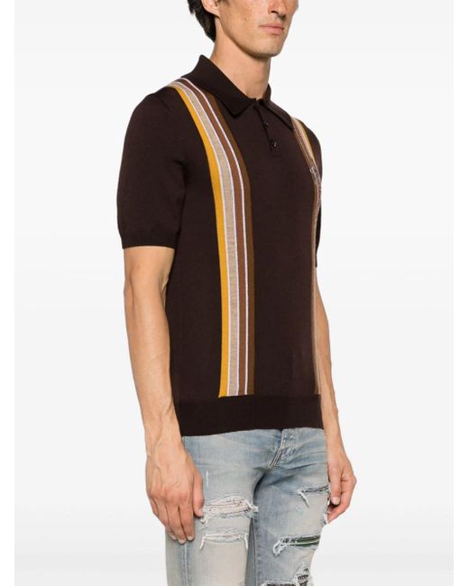 Amiri Black Striped Wool Polo Shirt - Men's - Wool/cotton for men