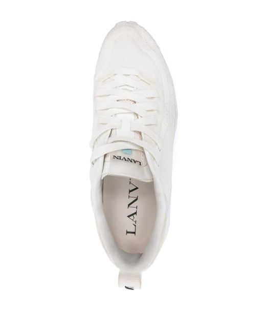 Lanvin White Logo-detail Mesh Sneakers for men