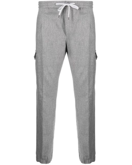 PT Torino Gray Cargo-pocket Mélange Tapered Trousers for men