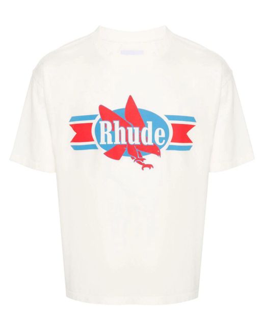 Rhude White Chevron Eagle Cotton T-shirt - Men's - Cotton for men