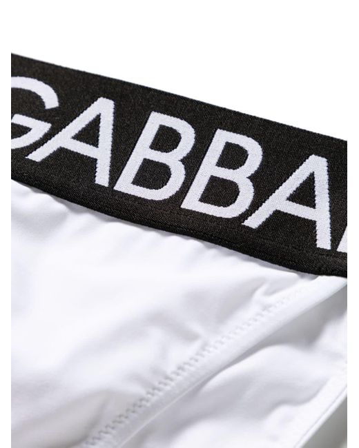 Dolce & Gabbana White Logo-strap Triangle-cup Bikini