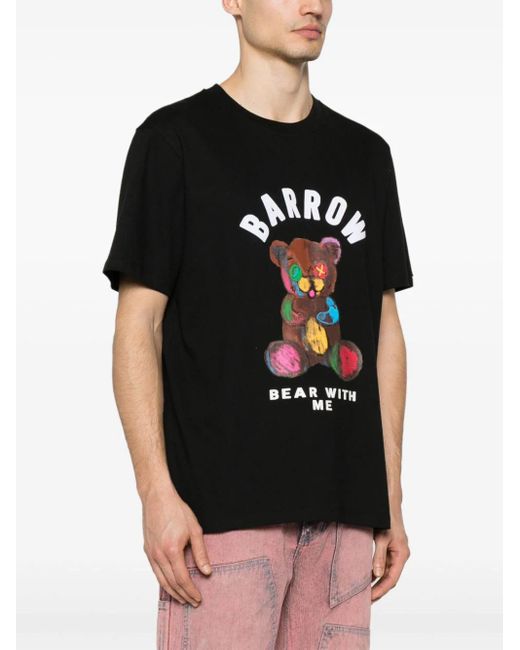 Barrow Black T-shirt Con Orso for men