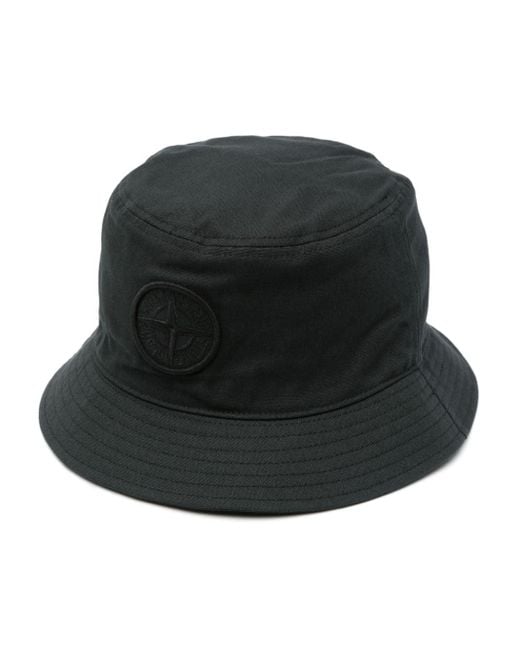 Stone Island Black Compass-Motif Cotton Bucket Hat for men