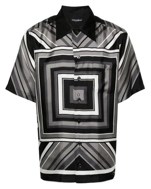 Dolce & Gabbana Black Camicia Stampata for men