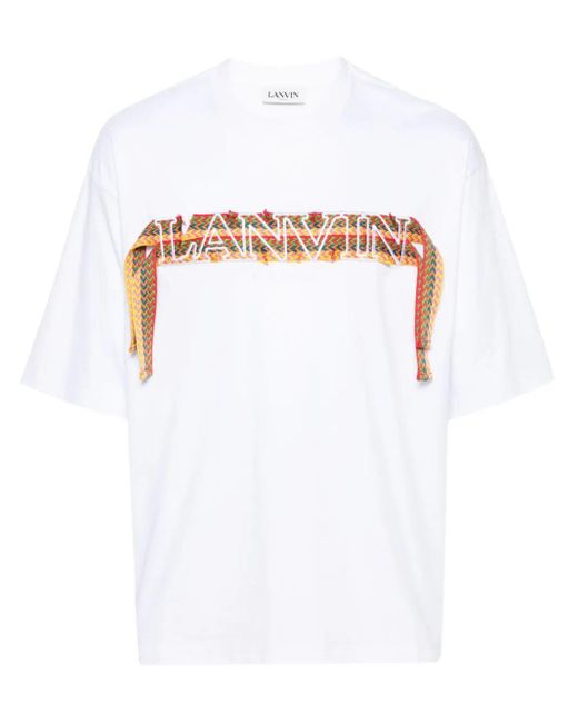 Lanvin White Curb T-Shirt With Embroidery for men