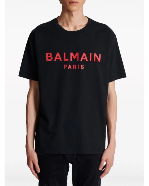 Balmain Black Paris T-Shirt With Print for men