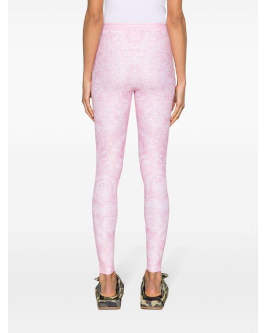 Versace Pink Barocco-Print Jersey Leggings