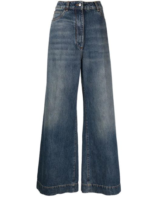 Etro Blue High-waisted Flared Jeans