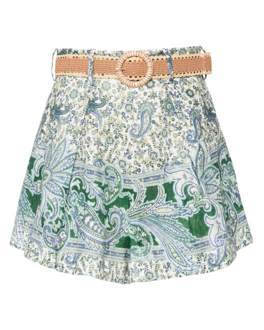 Zimmermann Multicolor Ottie Paisley-print Linen Shorts