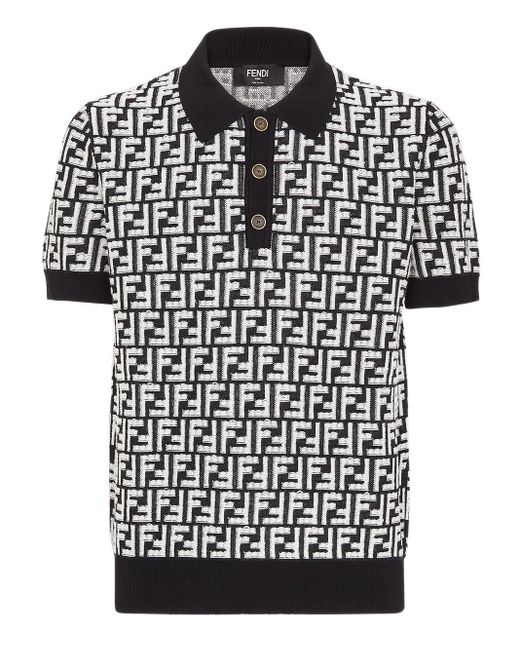 Fendi Black Ff Wool Polo Shirt for men