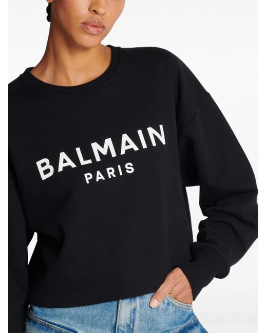 Balmain Black Logo-print Cotton Sweatshirt