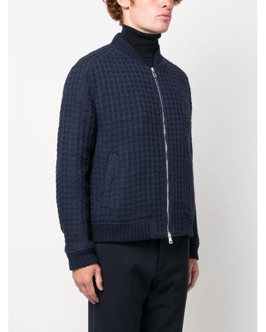 Etro Blue Basket-weave Zip-up Jacket for men