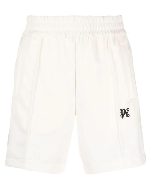Shorts sportivo con monogram di Palm Angels in White da Uomo