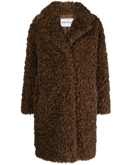 Stand Studio Brown Camille Cocoon Faux-shearling Coat