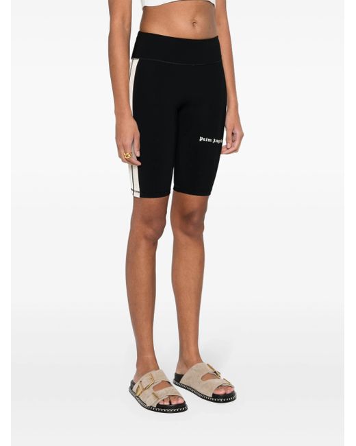 Palm Angels Black Cyclist Track Logo-Printed Shorts