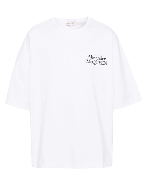Alexander McQueen White T-shirt Con Logo Oversize for men