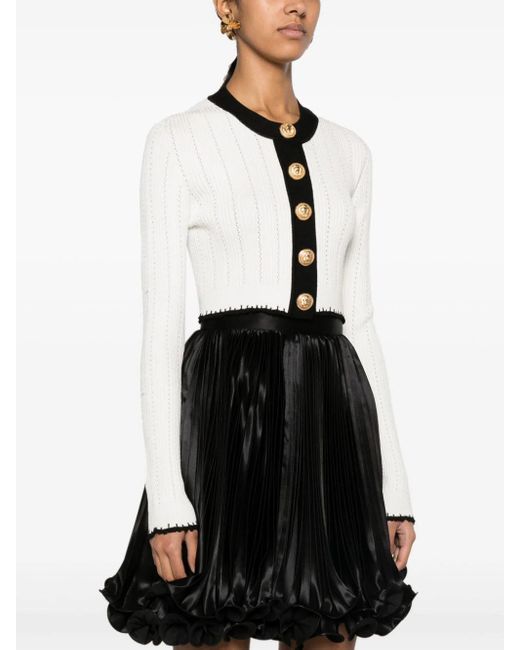 Balmain White Cardigan With Contrasting Crop Edges