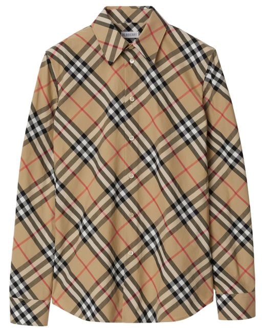 Burberry Brown Check-Pattern Cotton Shirt