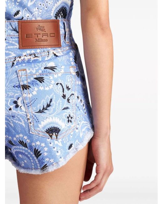 Etro Blue Shorts With Print