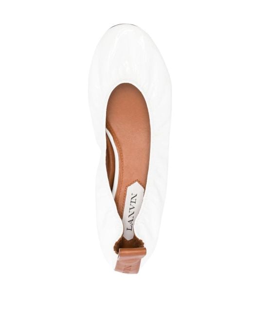 Lanvin White Patent Leather Ballerina Shoes
