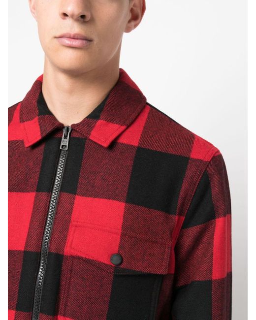 Woolrich Red Plaid Check-pattern Shirt Jacket for men