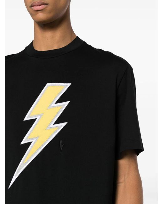 T-shirt con applicazione Thunderbolt di Neil Barrett in Black da Uomo