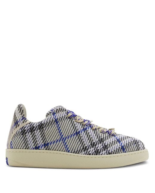 Burberry Blue Box Checked Sneakers for men